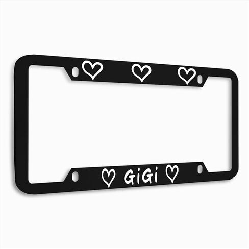 Speedy Pros Zinc License Plate Frame Gigi Hearts Valentine Badge Weatherproof Car Accessories Chrome 2 Holes in Saudi Arabia