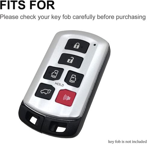 Key Fob Cover Soft TPU Smart Car Key Shell Case Protector Fit for Toyota Sienna 2011-2020 With Keychain (Black) in Saudi Arabia