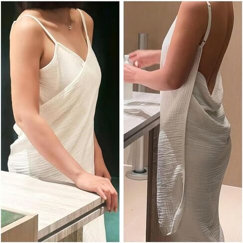 Women Bath Wrap Towel for Womens Shower Adjustable Spa Robe Bathrobe, Suspender, Sleeping Robe, in Kuwait