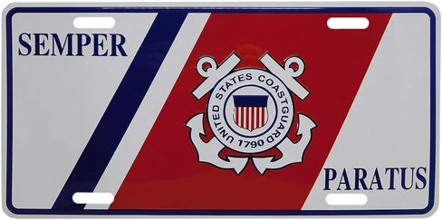 United States Coast Guard Semper Paratus White 6"x12" Aluminum License Plate in Saudi Arabia