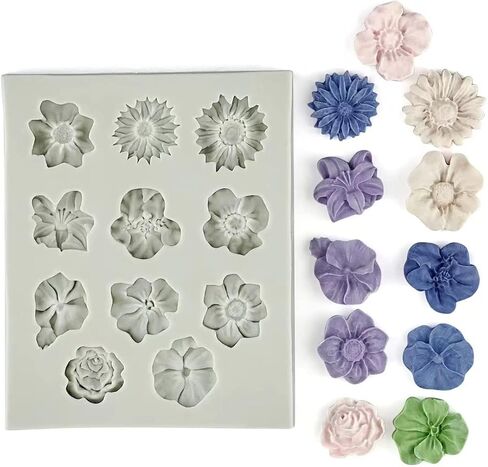 Flower Polymer Clay Molds, Polymer Clay Molds for Jewelry Making, Daisy Miniature Flower Silicone Molds for - Candy Chocolate Cupcake Soap Crafting Projects Cake in Kuwait