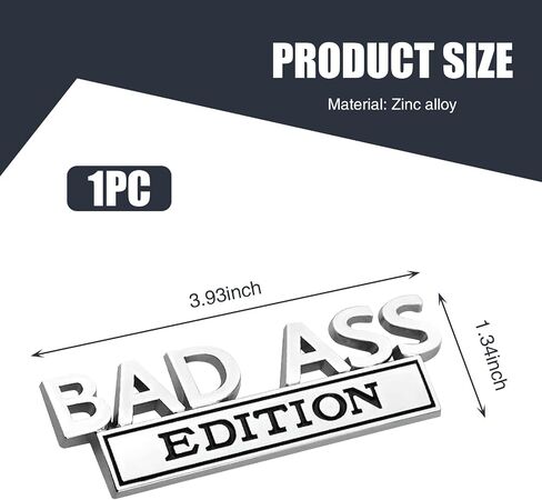 1 شارات سيارة PC ، ملصقات معدنية معدلة ، ملصقات سيارة مخصصة للسيارة ، عالمي لمعظم السيارات (Silver & Black) in Kuwait