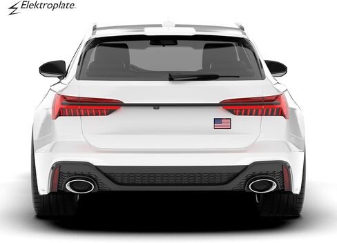 Elektroplate U.S.A. Flag with Black Frame All Metal Chrome Emblem | SUV Size at 3.8" x 2.5" | Weatherproof in Saudi Arabia