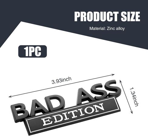 1 شارات سيارة PC ، ملصقات معدنية معدلة ، ملصقات سيارة مخصصة للسيارة ، عالمي لمعظم السيارات (Silver & Black) in Kuwait