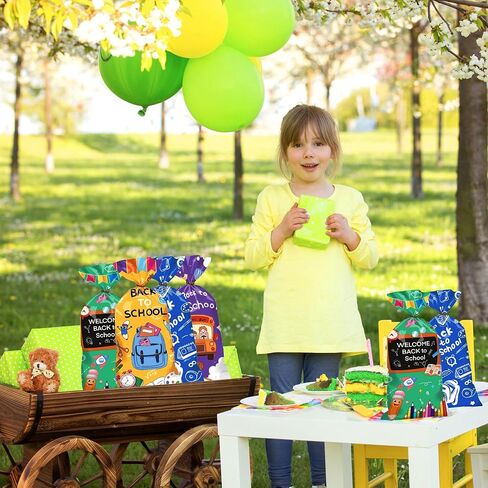 CUUSNNY Easter Candy Bags 100 Pcs with 120 Gold Twist Ties,Plastic Cellophane Treat Bags for Kids Easter Egg Hunt, Party Favors & Gift Packaging,Holiday Goodie Bag Supplies (Colorful Design) in Saudi Arabia