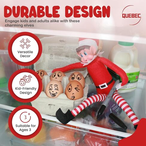 مجموعة قزم كيبيك المشاغب - شخصيات عيد الميلاد الفتاة ، جسم سانتا الصغير المستوحى من سانتا ، جسم ناعم ، وجوه الفينيل ، 12 بوصة ، زوجين in Kuwait