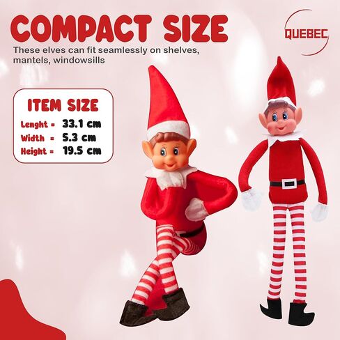 مجموعة قزم كيبيك المشاغب - شخصيات عيد الميلاد الفتاة ، جسم سانتا الصغير المستوحى من سانتا ، جسم ناعم ، وجوه الفينيل ، 12 بوصة ، زوجين in Kuwait