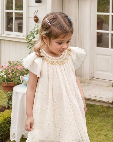 Baby Girl Smocked DressToddlers Cotton Casual Outfit Sleeveless Dresses，Sundress Princess Dress for Summer in Saudi Arabia