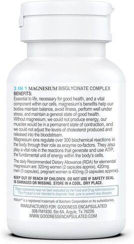 Magnesium 3 in 1 Bisglycinate Complex, from GOODNESS ENCAPSULATED. in Saudi Arabia