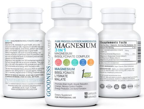 Magnesium 3 in 1 Bisglycinate Complex, from GOODNESS ENCAPSULATED. in Saudi Arabia