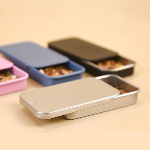 3 Pcs Mini Metal Slide Top Tin Containers - 2.36 x 1.34 x 0.43 Inches - Rectangular Hinged Tins for Candies, Jewelry, Crafts, Survival Kits(Pink) in Saudi Arabia