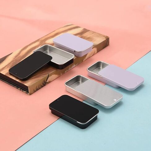 3 Pcs Mini Metal Slide Top Tin Containers - 2.36 x 1.34 x 0.43 Inches - Rectangular Hinged Tins for Candies, Jewelry, Crafts, Survival Kits(Pink) in Saudi Arabia