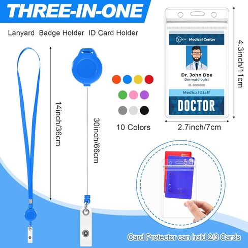 Marspark 50 Set Lanyard with ID Holder Sets Include Flat Lanyard with Retractable Badge Reel and Clear Vertical ID Card Name and ID Badge Holder for Offices ID Driver License(Black) in Kuwait