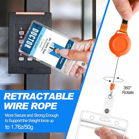 Marspark 50 Set Lanyard with ID Holder Sets Include Flat Lanyard with Retractable Badge Reel and Clear Vertical ID Card Name and ID Badge Holder for Offices ID Driver License(Black) in Kuwait