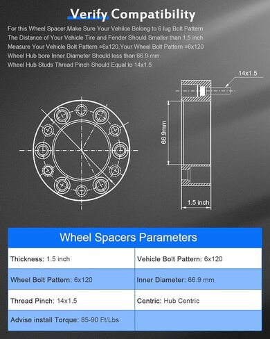 ECCPP 4PCS 6x120mm إلى 6x120mm فواصل العجلة Hubcentric 1.5 بوصة 6 Lug 14x1.5 ترصيع مناسبة لعام 2019-2022 ل Chevrolet Blazer 2015-2022 لشيفروليه كولورادو | 2018-2022 لشيفروليه ترافيرس in Saudi Arabia