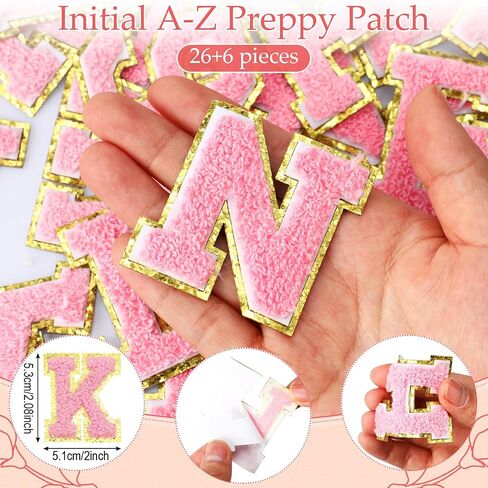 12 Personalized Initial A-z Preppy Patch Clear Makeup Bag Initial Letter Beach Travel Toiletry Cosmetic PVC Bag DIY Chenille Sew Letter Patches End of the Year Gifts(White, Multicolor Letters) in Saudi Arabia