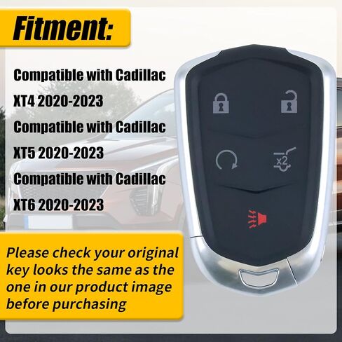 Key Fob Keyless Entry Compatible with Cadillac XT4 XT5 XT6 2020-2023 Smart Remote Control FCC ID: HYQ2ES P/N:13522879 5 Button 433MHz in Saudi Arabia