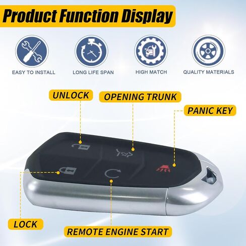 Key Fob Keyless Entry Compatible with Cadillac XT4 XT5 XT6 2020-2023 Smart Remote Control FCC ID: HYQ2ES P/N:13522879 5 Button 433MHz in Saudi Arabia