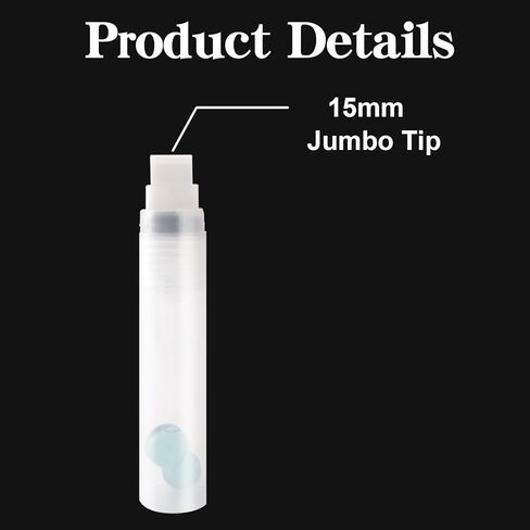 Empty Acrylic Paint Markers - Jumbo 11mm Chisel Tips, Refillable Application Tools for for Glue Crafts, Car Touch-Up, Watercolor Painting, DIY, and Graffiti Art & More Large Markers (2 Pcs/Pack) in Saudi Arabia