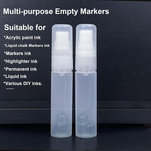 Empty Acrylic Paint Markers - Jumbo 11mm Chisel Tips, Refillable Application Tools for for Glue Crafts, Car Touch-Up, Watercolor Painting, DIY, and Graffiti Art & More Large Markers (2 Pcs/Pack) in Saudi Arabia