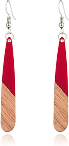 ONLYJUMP Wooden Earrings for Women Lightweight Wood Earring Acrylic Resin Geometric Teardrop Wood Earring Ethnic African Jewelry in Saudi Arabia