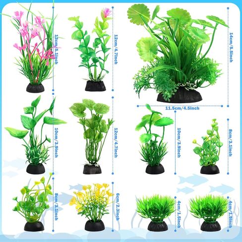 Fish Tank Accessories Aquarium Decorations Plastic Plants, 11cs Small Goldfish Turtle Tank Decorations Artificial Plants, Aquarium Decor Colorful Grass Plant in Saudi Arabia