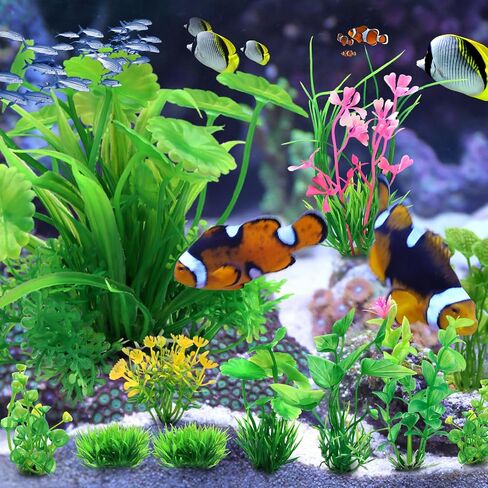 Fish Tank Accessories Aquarium Decorations Plastic Plants, 11cs Small Goldfish Turtle Tank Decorations Artificial Plants, Aquarium Decor Colorful Grass Plant in Saudi Arabia