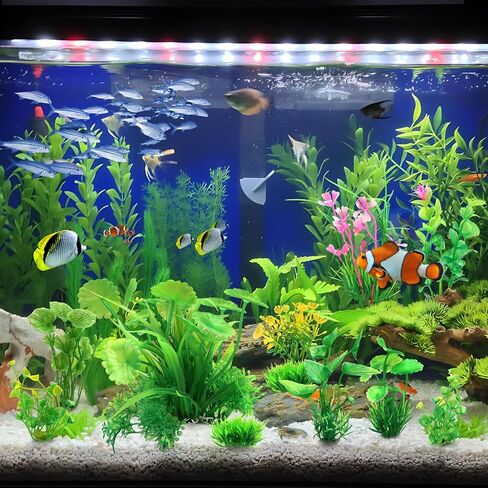 Fish Tank Accessories Aquarium Decorations Plastic Plants, 11cs Small Goldfish Turtle Tank Decorations Artificial Plants, Aquarium Decor Colorful Grass Plant in Saudi Arabia