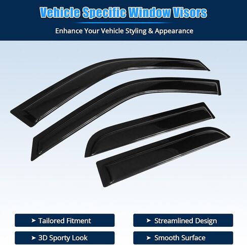 FREEMOTOR802 Window Deflectors Compatible with 2002-2006 Honda CRV 4-Door | Slim Style Tape-on Mount Rain Guards Side Window Visors Wind Deflectors Vent Visors Smoke Tinted Acrylic 4-Piece in Saudi Arabia