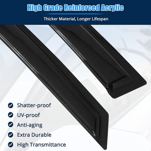 FREEMOTOR802 Window Deflectors Compatible with 2002-2006 Honda CRV 4-Door | Slim Style Tape-on Mount Rain Guards Side Window Visors Wind Deflectors Vent Visors Smoke Tinted Acrylic 4-Piece in Saudi Arabia