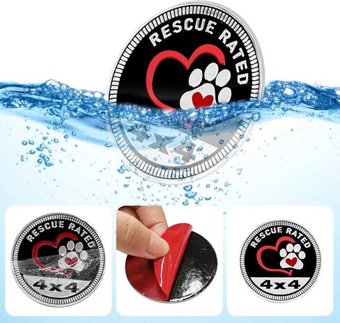 Rescue Paw Badge Rated Car Emblem, 4 x 4 Automotive Car Badge Decals Stickers 3D Metal Car Badges Round Emblem Decals Compatible with Jeep Wrangler Vehicles Trucks SUV + Mask Hook Emblems(ZS063) in Saudi Arabia