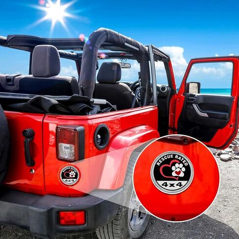 Rescue Paw Badge Rated Car Emblem, 4 x 4 Automotive Car Badge Decals Stickers 3D Metal Car Badges Round Emblem Decals Compatible with Jeep Wrangler Vehicles Trucks SUV + Mask Hook Emblems(ZS063) in Saudi Arabia