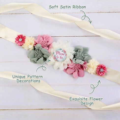 Pink Bow Gender Reveal Maternity Sash Kit, Pink Baby Shower Belly Belt and Mom to Be Dad to Be Corsage Pins, New Parent Pregnancy Announcement Photo Props Party Supplies in Kuwait