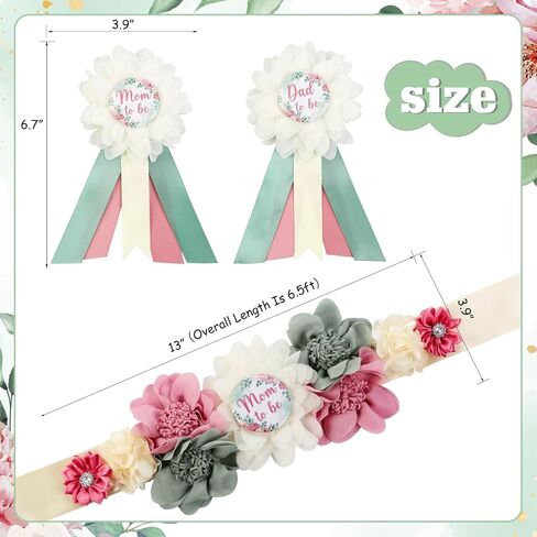 Pink Bow Gender Reveal Maternity Sash Kit, Pink Baby Shower Belly Belt and Mom to Be Dad to Be Corsage Pins, New Parent Pregnancy Announcement Photo Props Party Supplies in Kuwait