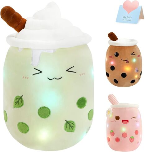 athoinsu تضيء العنب حليبي شاي وسادة 15 '' kawaii حشو لعبة الحيوان مع أضواء LED عيد ميلاد عطلة عيد الحب الهدايا للأطفال ، الفتيات ، الأولاد in Kuwait