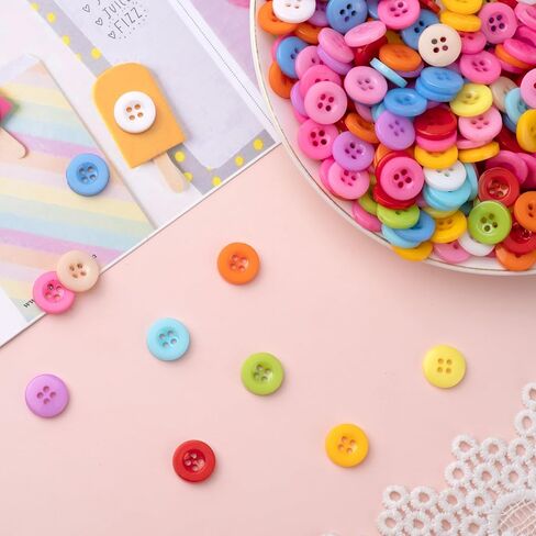 300pcs أزرار الزهور ، راتنجات الزنبرك على شكل زهرة 2 أزرار خياطة ثقب ، إكسسوارات بلاستيكية زخرفية لخياطة ملحقات الملابس الهدية DIY الحرف اليقظة الديكور- ملونة in Kuwait