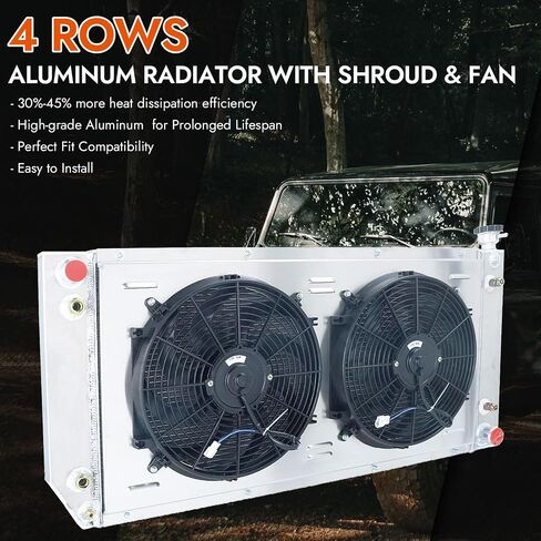 4 Row Aluminum Radiator & Fan Shroud Assembly & Thermostat Relay Kit for 1988-2000 Chevy GMC C/K 1500 2500 3500 Pickup & Blazer Tahoe Yukon - 34" Width Core in Saudi Arabia