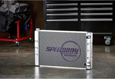 Speedway Motors مقاس 26 بوصة مرور مزدوج سباق الألومنيوم ، S/B Chevy ، فرن من أجل المتانة ، الأداء المتفوق ، التصميم المزدوج مع 2.25 "جوهر ، فعال 1" أنابيب الألومنيوم in Kuwait