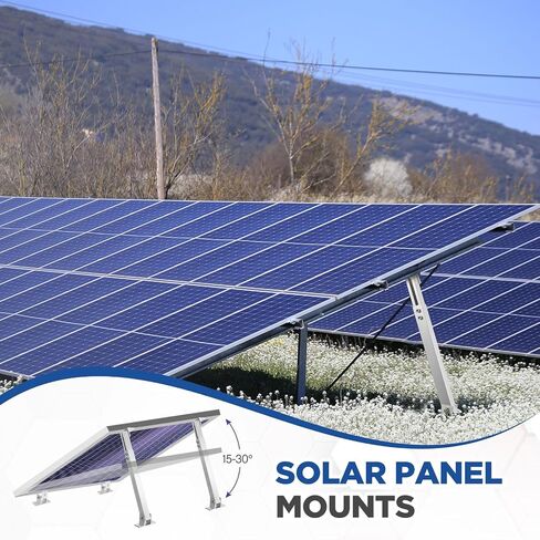 Zonon 4 Pcs Solar Panel Stand Mounting Kit, Adjustable 15-30° Solar Plate Stand Tilt Mount Brackets Aluminum Alloy Mounting Bracket Support 50W 100W 150W 200W 300W Panel for Metal Tin Flat Roof Plate in Kuwait