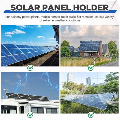 Zonon 4 Pcs Solar Panel Stand Mounting Kit, Adjustable 15-30° Solar Plate Stand Tilt Mount Brackets Aluminum Alloy Mounting Bracket Support 50W 100W 150W 200W 300W Panel for Metal Tin Flat Roof Plate in Kuwait