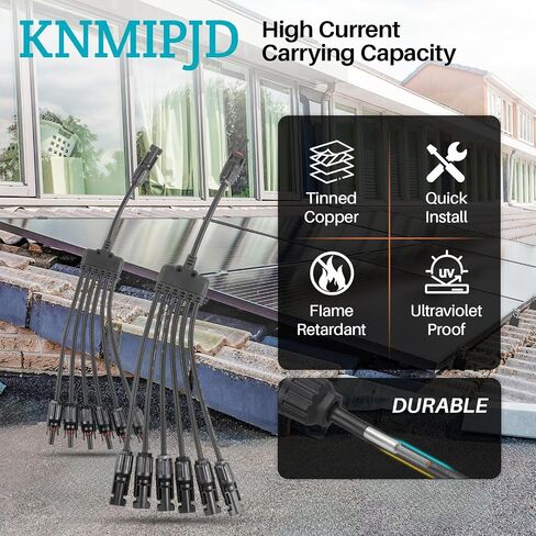 موصل لوحة الطاقة الشمسية من 6 إلى 1 سنة محول متوازي الفرع ، 30A 1000V 10AWG خالية من الأدوات IP68 كابل مقاوم للماء للألواح الشمسية (Y Branch ، 6to1 (1pairs)) in Kuwait