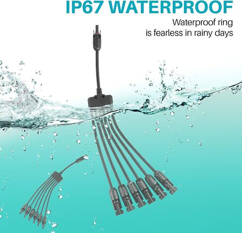 موصل لوحة الطاقة الشمسية من 6 إلى 1 سنة محول متوازي الفرع ، 30A 1000V 10AWG خالية من الأدوات IP68 كابل مقاوم للماء للألواح الشمسية (Y Branch ، 6to1 (1pairs)) in Kuwait