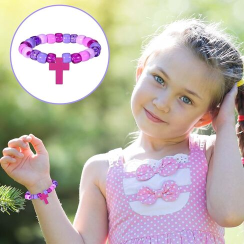 32 Set Jesus Love Me Faith DIY Bead Craft Kit Making Religious Bracelet Beads for VBS Week Sunday School Bible Verse Gifts Wooden Cross Bracelet Craft Kit in Saudi Arabia