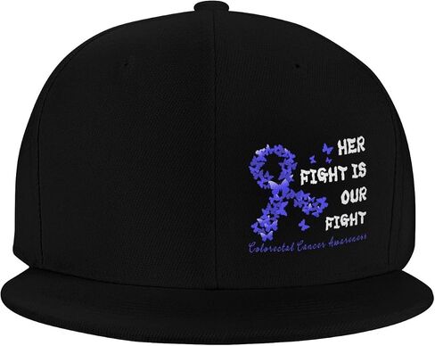 Her Fight is Our Fight Colorectal Cancer Awareness Adult Adjustable Outdoor Sports Trucker Hats Stylish Baseball Cap9 Black in Saudi Arabia
