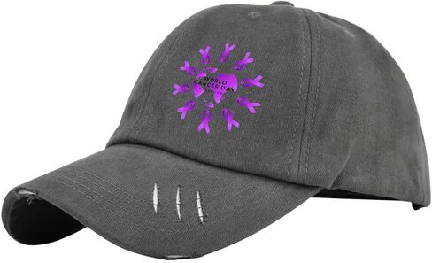 World Cancer Day 4 Feebruary Hat for Mens Washed Distressed Baseball Caps Cool Washed Hiking Hat Adjustable Dark Grey in Saudi Arabia
