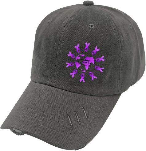 World Cancer Day 4 Feebruary Hat for Mens Washed Distressed Baseball Caps Cool Washed Hiking Hat Adjustable Dark Grey in Saudi Arabia