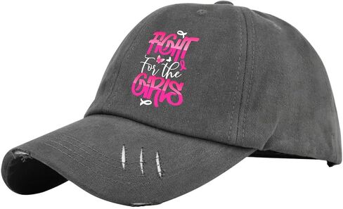 Fights for The Girls World Cancer Day Hats for Men Washed Distressed Baseball Cap Aesthetic Washed Hiking Hat Light Weight Dark Grey in Saudi Arabia