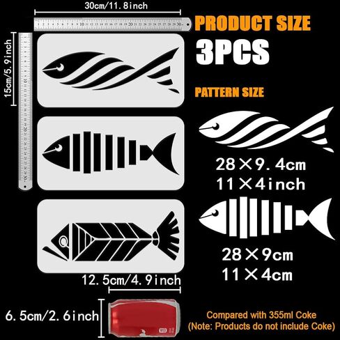 FINGERINSPIRE 9 Pcs Landscape Painting Large Stencil Set - 8.3x11.7" & 11.8x11.8" Mountains, Woods, Wolves, Horses, Houses, Cars, Bears, Human Themes for DIY Wood Floor Tile in Kuwait