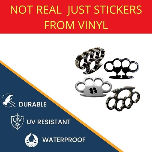 Pack of 4 Decals CAR Sticker Irish Brass Knuckles Decal Vinyl CAR Sticker | Cars Trucks Notebook Computer Laptop | Gold | Metalic, Size 4'' x 3'' inches NOT Real in Saudi Arabia