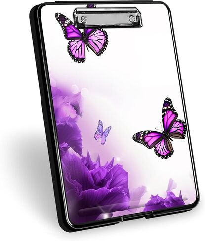 Clipboard with Storage, Open Nursing Clipboards Foldable Storage, Heavy Duty Clipboards with Low Profile Clip, Coaches clipboards for Work, Office School Supplies, Purple Butterfly in Saudi Arabia